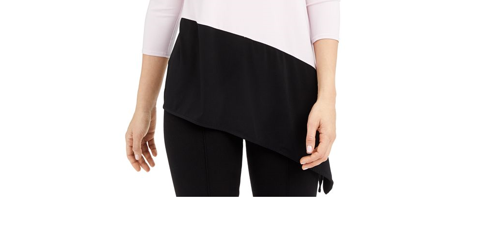Alfani Women's Colorblocked Asymmetrical Top Pink Size Small
