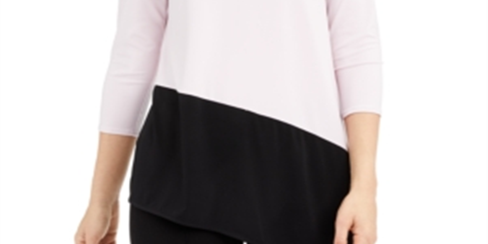 Alfani Women's Colorblocked Asymmetrical Top Pink Size Small