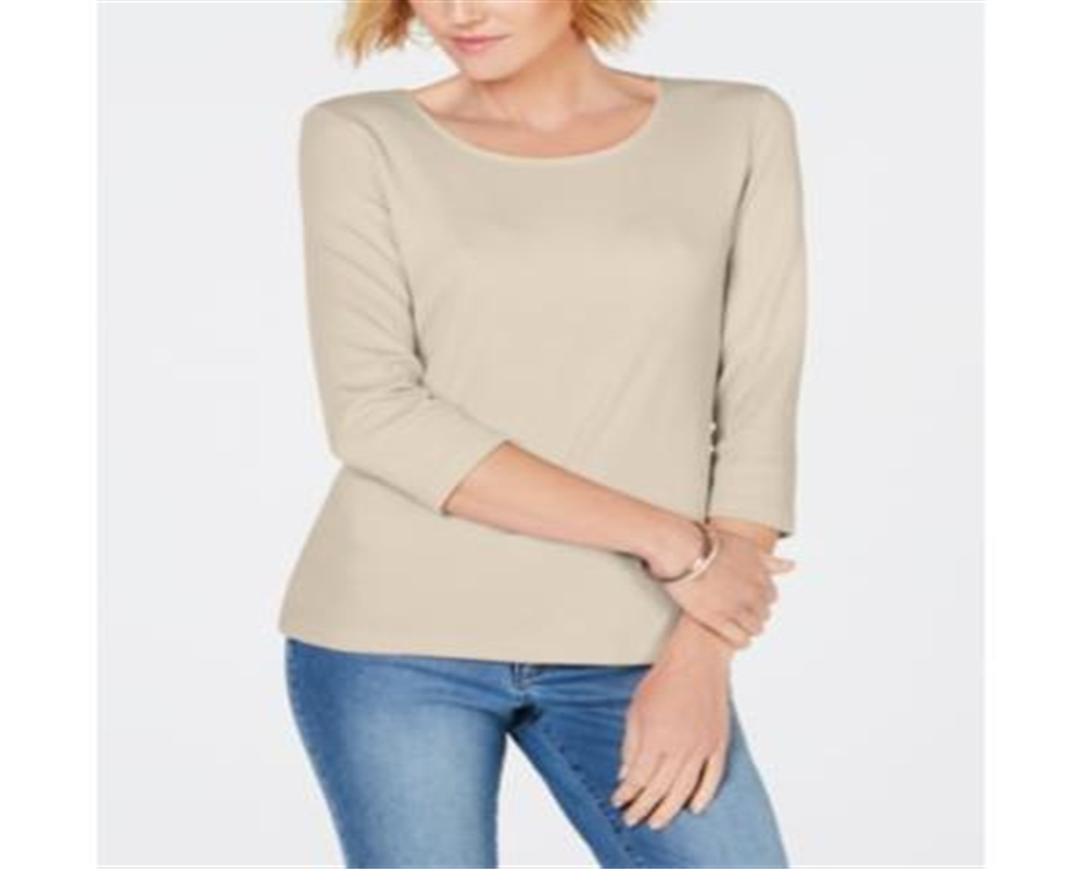 Karen Scott Women's Scoop Neck Top Brown Size XX-Large