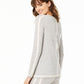 Charter Club Women's Contrast Striped Crewneck Cashmere Sweater Gray Size Large