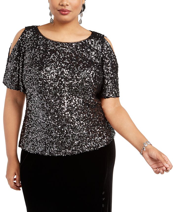 Alex Evenings Women's Nylon Short Sleeve Top Black Size 3X