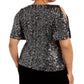 Alex Evenings Women's Nylon Short Sleeve Top Black Size 3X