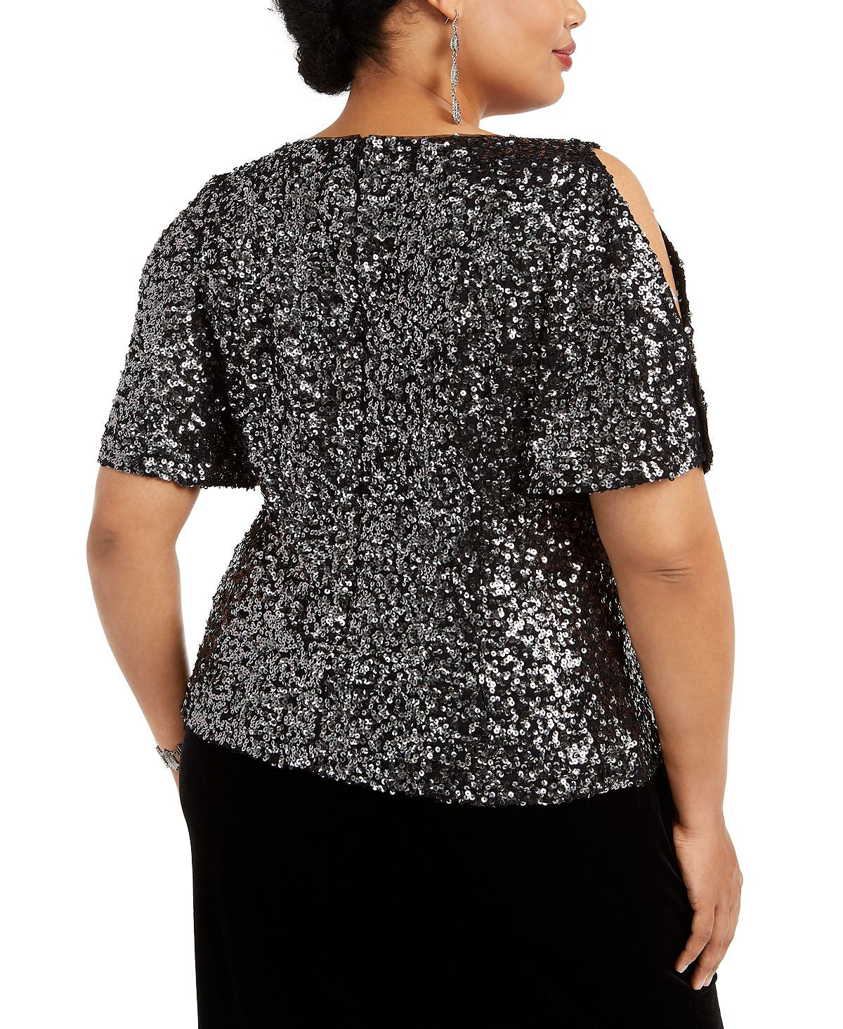 Alex Evenings Women's Nylon Short Sleeve Top Black Size 3X