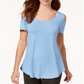 JM Collection Women's Cold Shoulder Swing T-Shirt Blue Size Medium