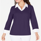 Karen Scott Women's Cotton Layered Look Top Purple Size XXL