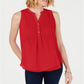 Charter Club Women's Pintucked Top Red Size Petite Small