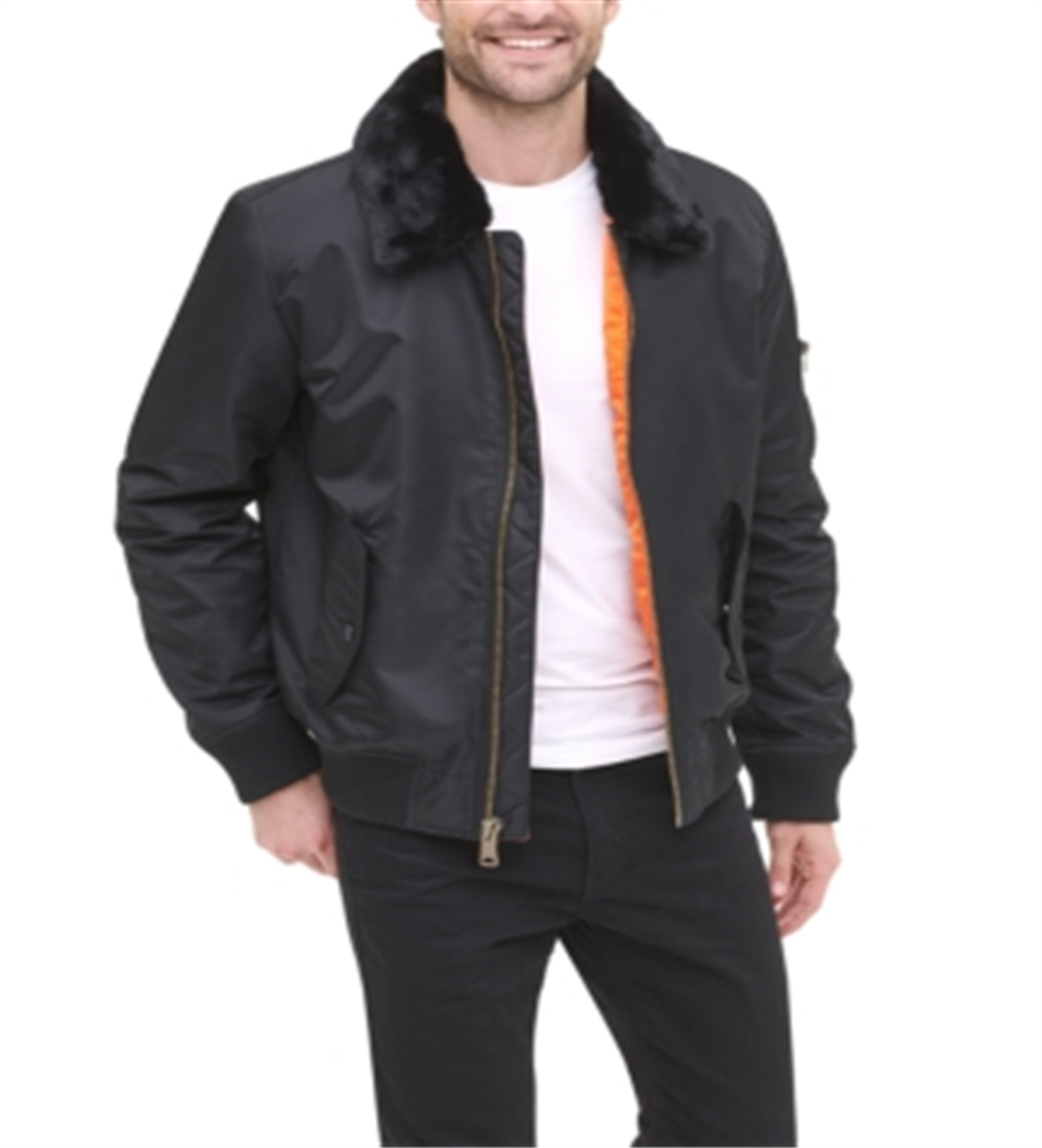 Tommy Hilfiger Men's Military Bomber Jacket Black Size X-Large