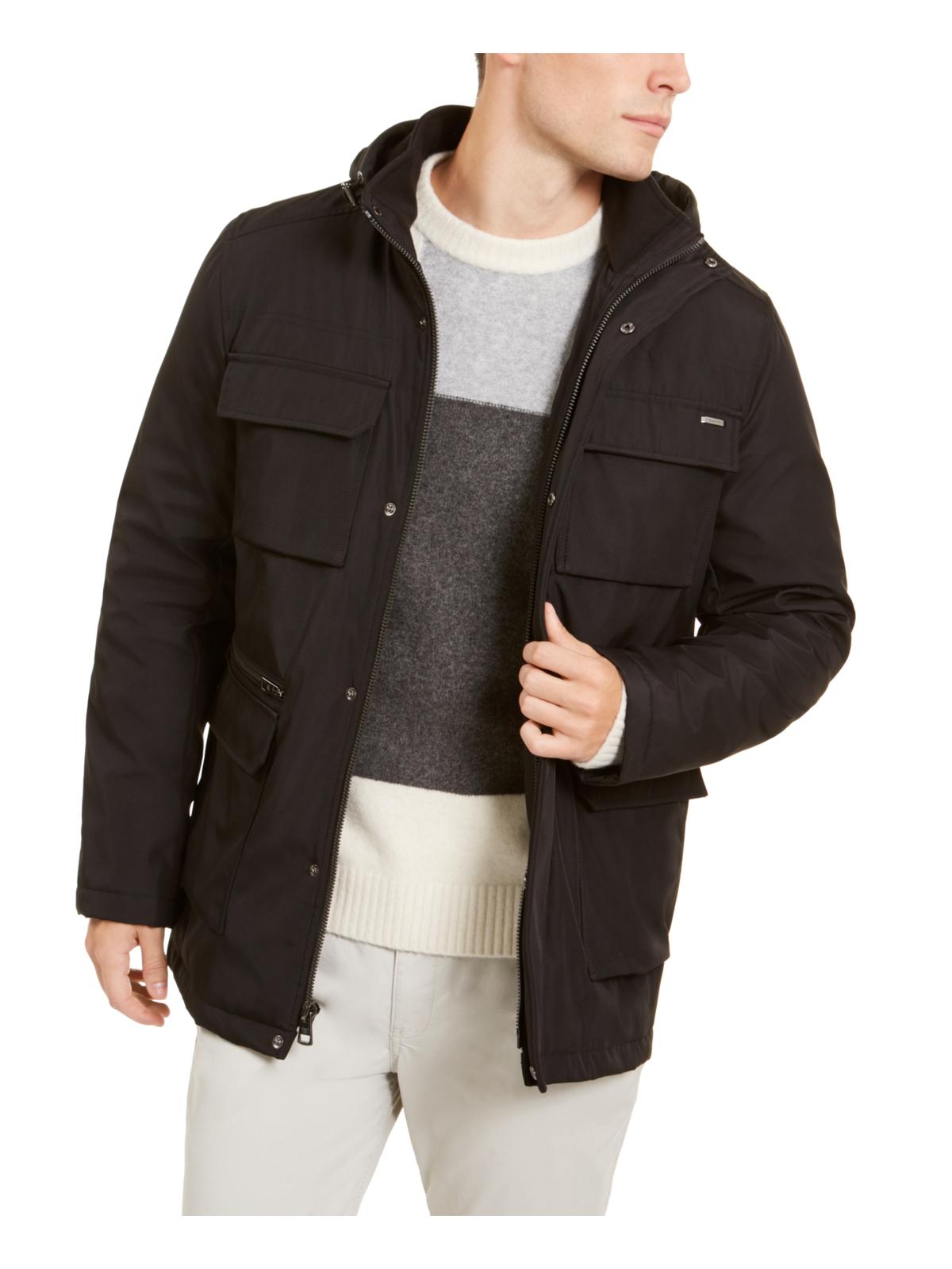 Calvin Klein Men's Bonded All Season Hooded Jacket Black Size Large