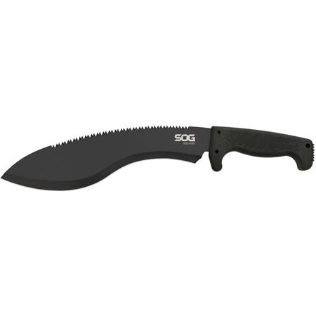SOG SOGfari Kukri Machete MC11N 12 Inch Black Blade with Saw Back Rubber Handle and Nylon Sheath