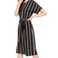 Alfani Women's Striped Tie Waist Dress Black Size Petite Large