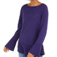 Style & Co Women's Ruffle Hem Knit Sweater Purple Size Small