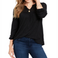 Style & Co Women's Lace Shoulder Top Black Size Petite XL