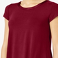 Alfani Women's Satin Trim High Low T-Shirt Maroon Size Petite XL