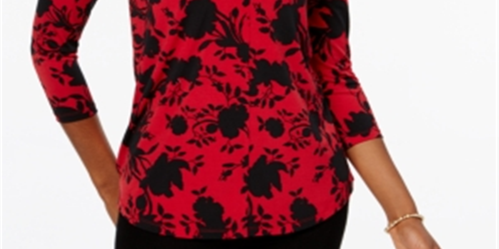 Charter Club Women's Printed Top Pink -Size Petite XL