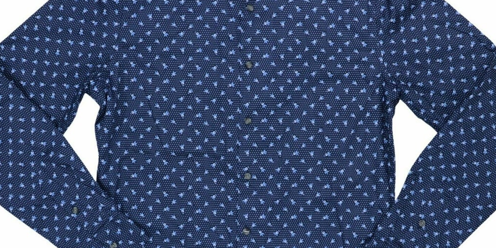 Bar III Men's Printed Casual Button Down Shirt Blue Size S
