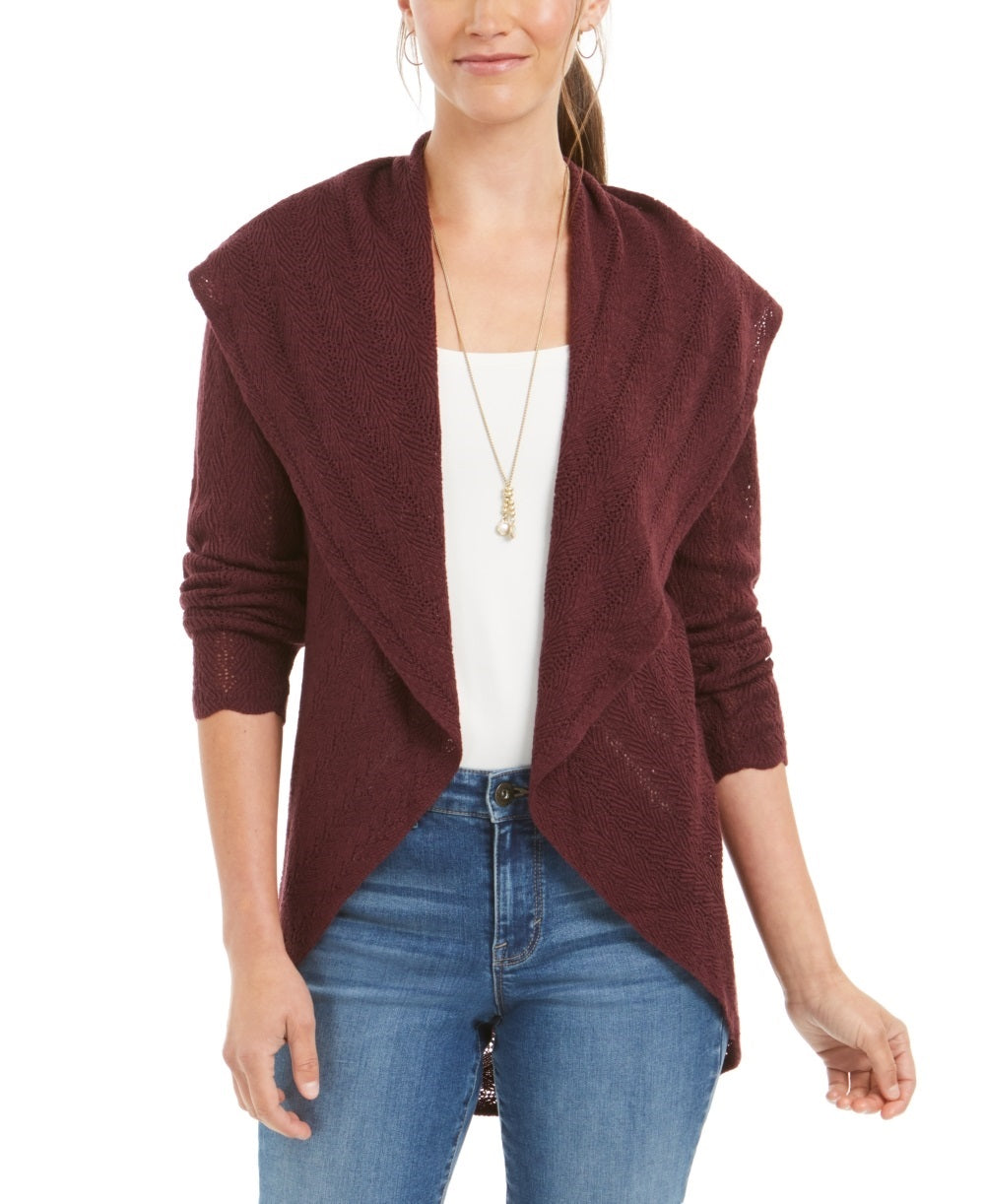 Style & Co Women's Pointelle Cardigan Purple Size Small