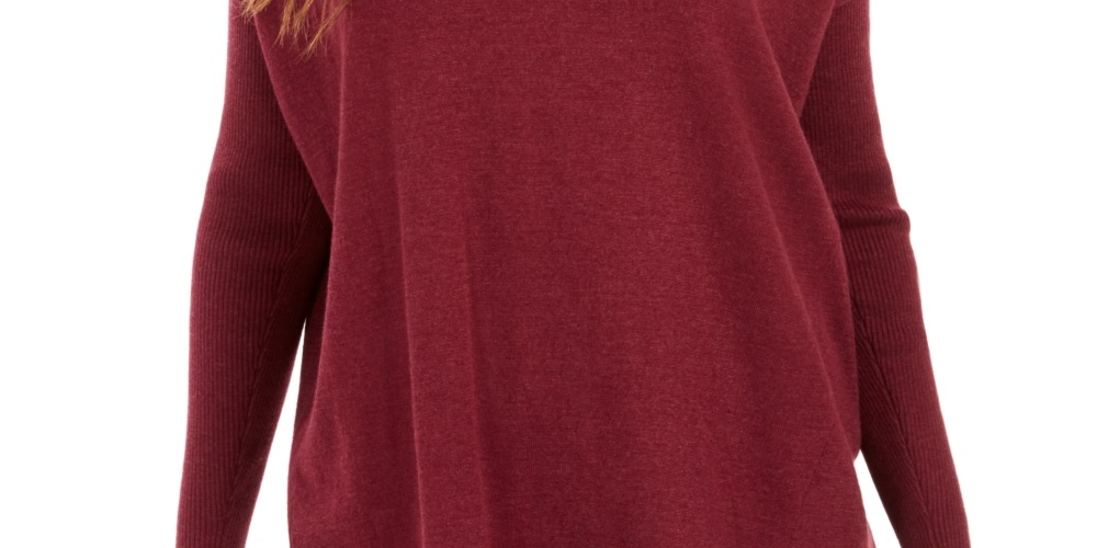 Style & Co Women's V Neck Tunic Sweater Red Size Large