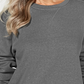 Karen Scott Women's Heather Long Sleeve Crew Neck Blouse Sweater Charcoal Size Petite Small