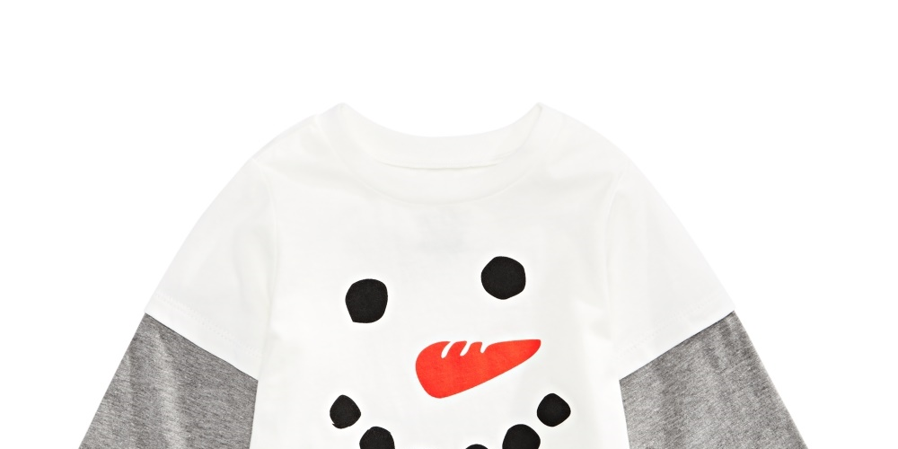 First Impressions Baby Boys Snowman-Print Layered-Look Cotton T-Shirt White Size 24MOS