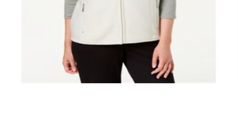 Karen Scott Women's Fleece Zip Front Vest Eggshell Size Petite S