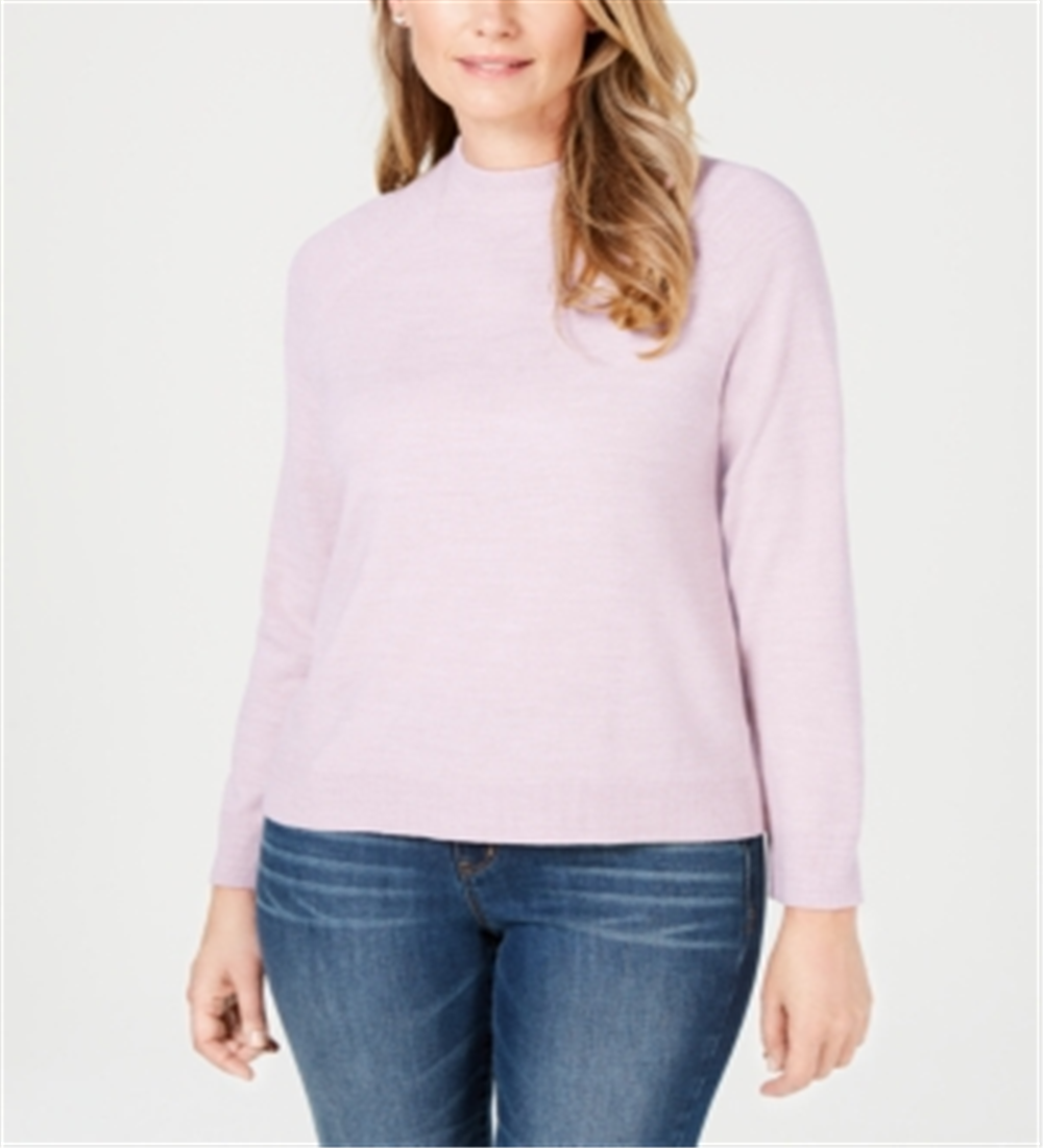 Karen Scott Women's Mock Neck Sweater Pink Size Petite L