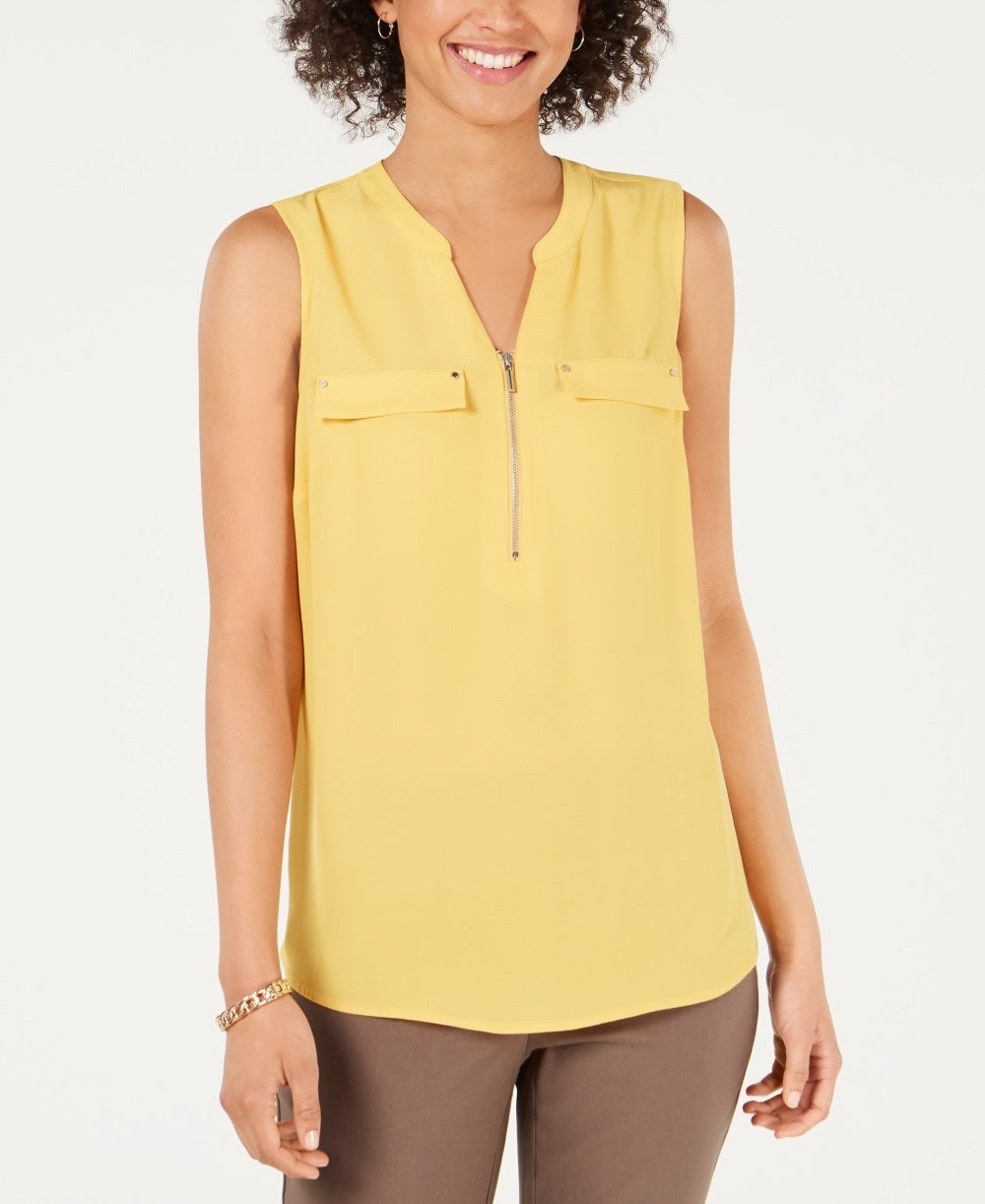 JM Collection Women's Zip-Front Utility Top Gold Size Large