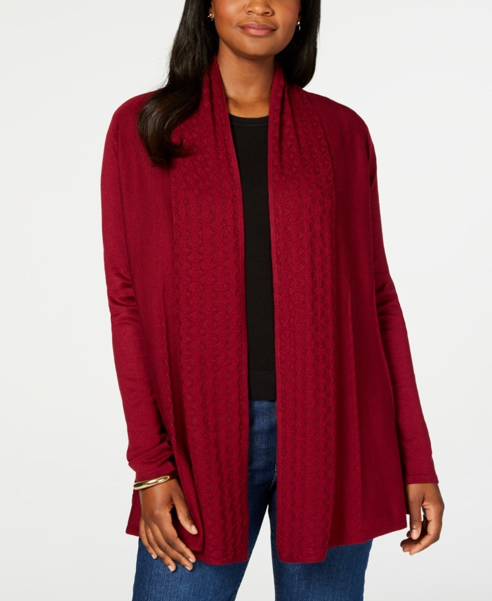 Karen Scott Women's Open-Front Cardigan  Red Size Medium