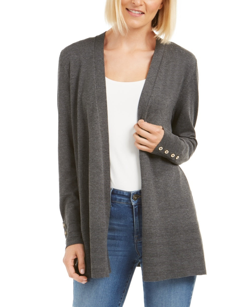 Charter Club Women's Open-Front Cardigan Gray Size X-Small