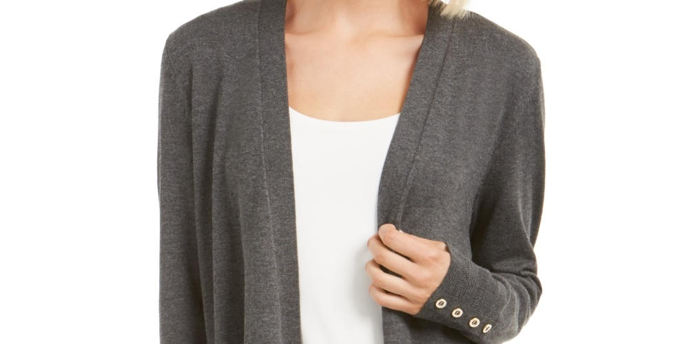 Charter Club Women's Open-Front Cardigan Gray Size X-Small