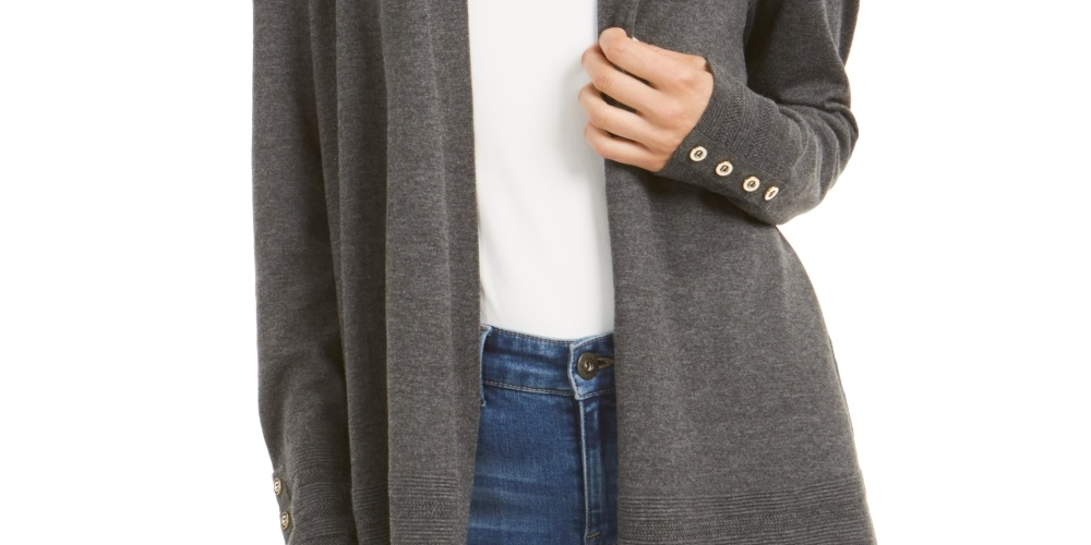 Charter Club Women's Open-Front Cardigan Gray Size X-Small