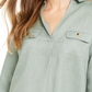 Charter Club Women's Woven Drawstring Tie-Cuff Top  Green Size Large