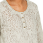 Style & Co Women's Lace Henley Top Gray Size Small