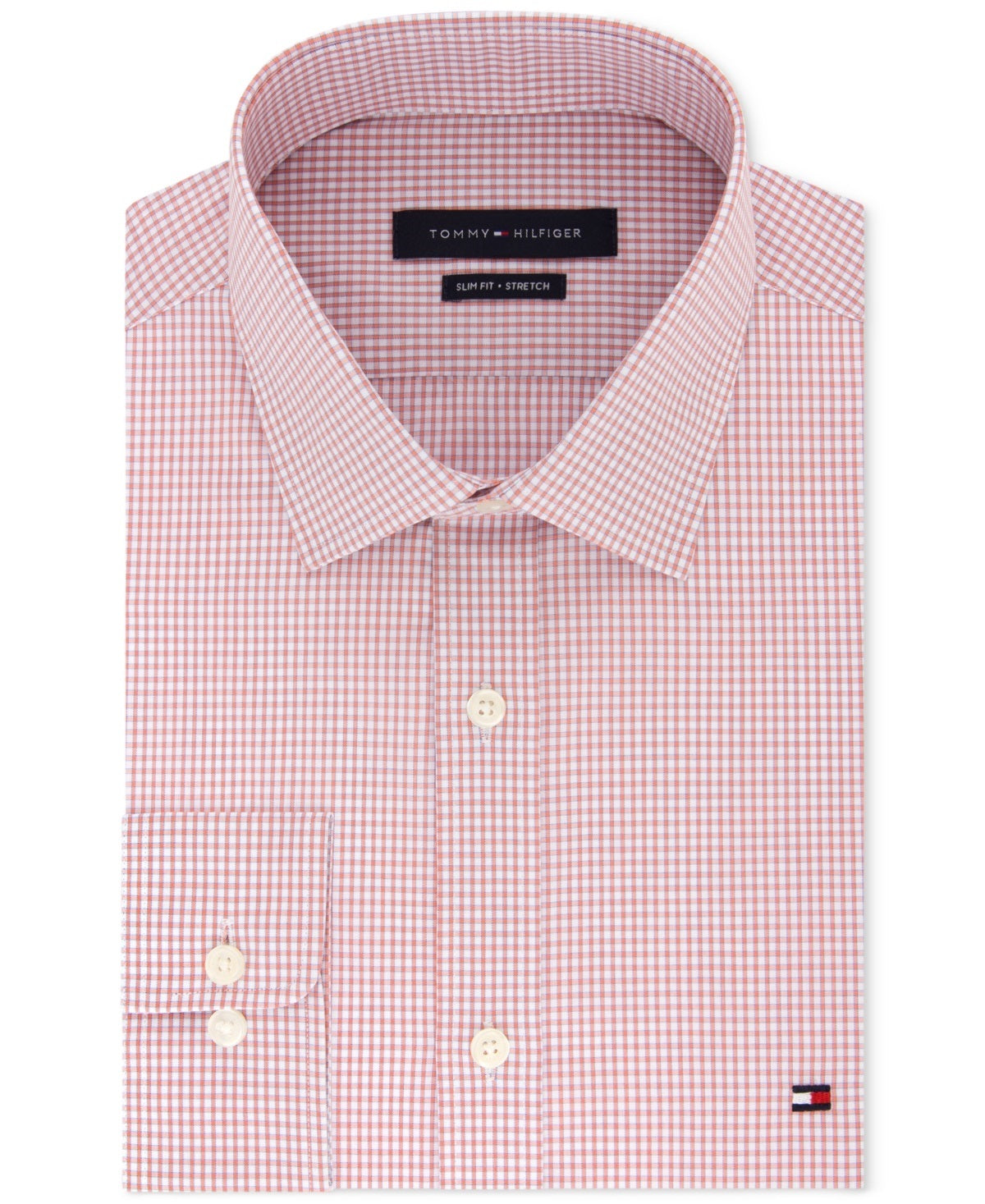 Tommy Hilfiger Men's Slim Fit Performance Stretch Dress Shirt Online Exclusive Orange Size 16X32-33