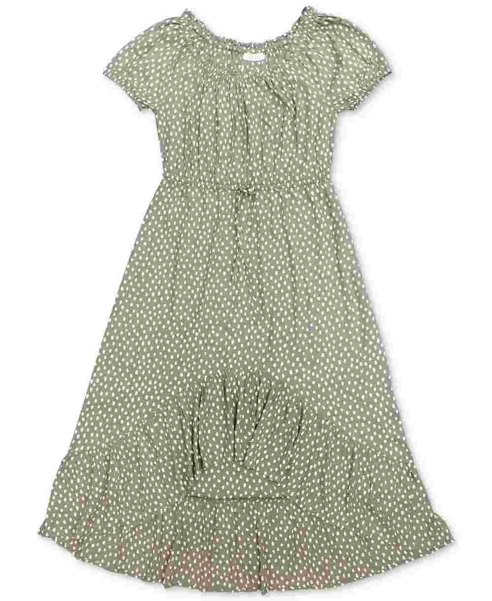 Style & Co Women's High-Low Peasant Dress Green Size Medium