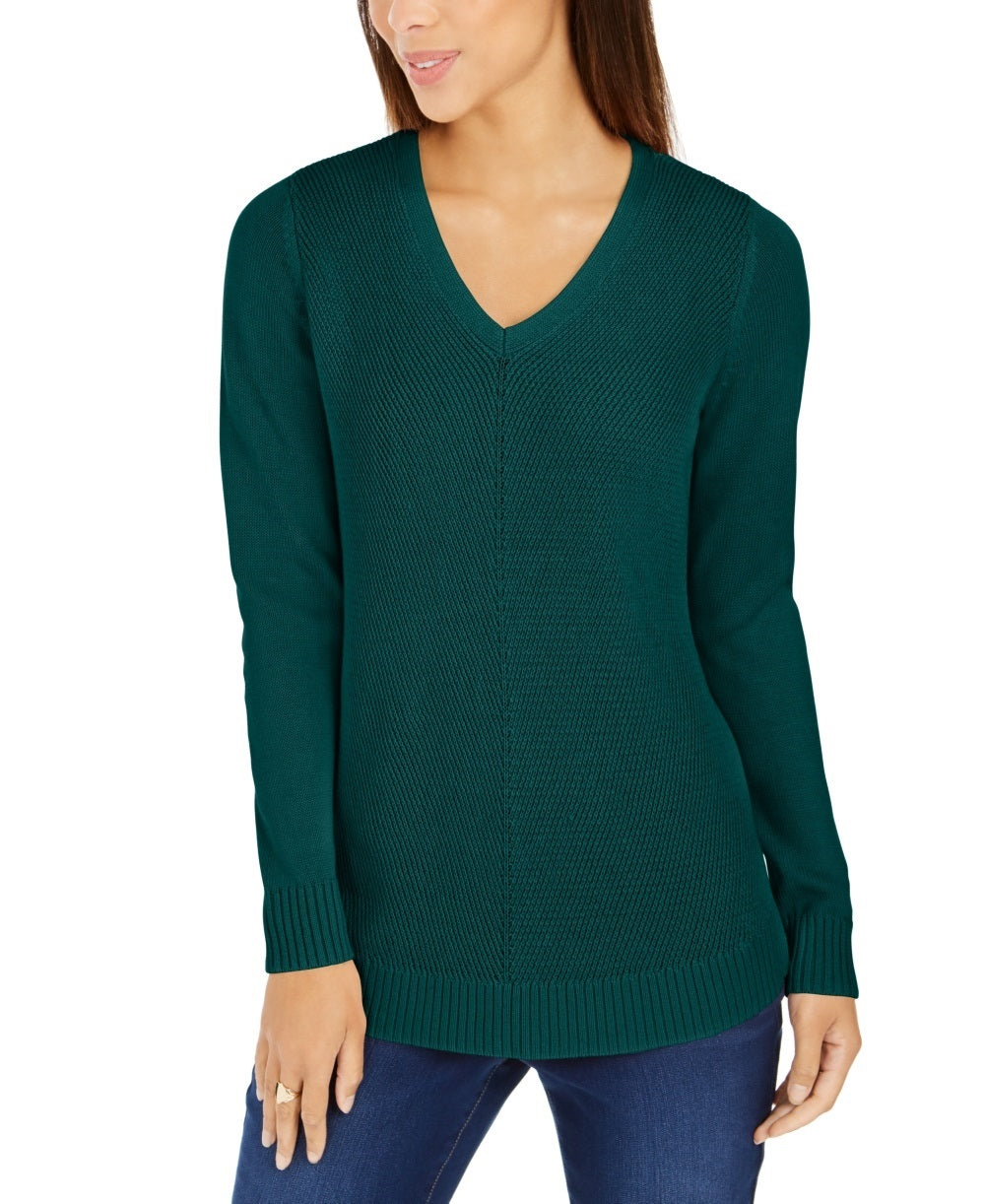 Charter Club Women's V Neck Sweater Green Size Large