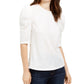 Leyden Women's Crushed Velvet Puff Sleeve Top White Size X-Large