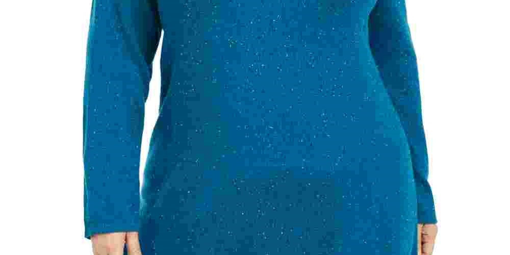 Karen Scott Women's Plus Size Curved Hem Tunic Blue Size 0X