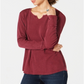 Style & Co Women's Spli Neck Cotton Thermal Top Purple Size Large