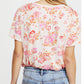 Free People Women's Tourist Floral Print Short Sleeve T-Shirt Pink Size Large