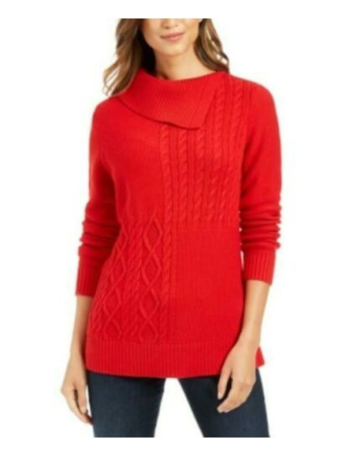 Charter Club Women's Long Sleeve Sweater Red Size Petite Small