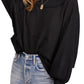 Free People Women's Knit Westend Thermal Black Top Size Medium