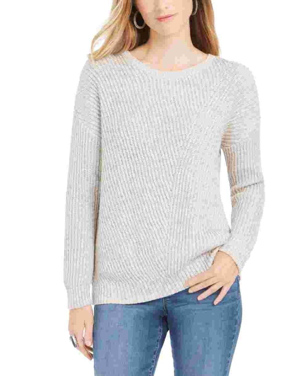 Style & Co Women's Ribbed Drop Shoulder Sweater Beige Size Large
