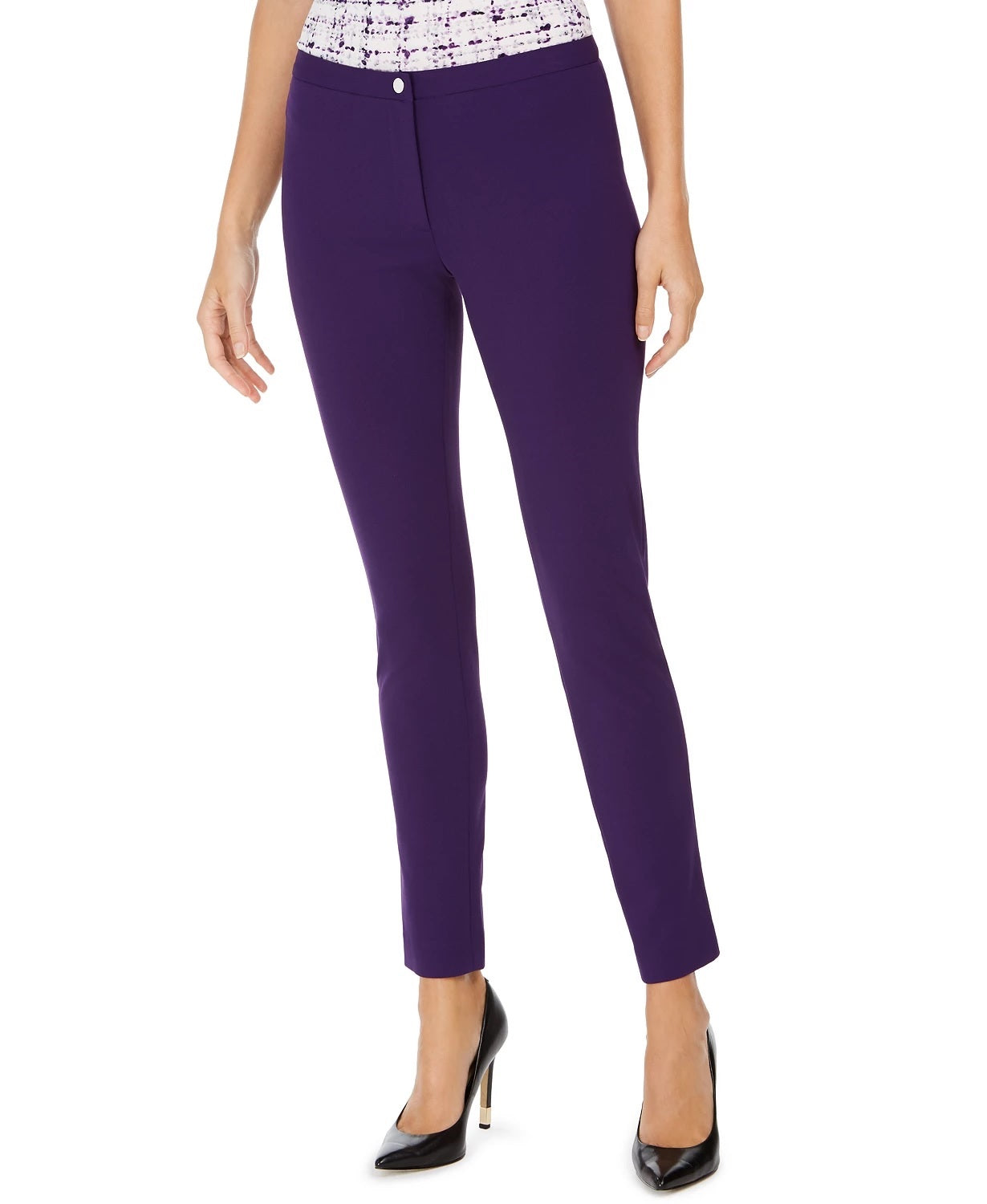 Calvin Klein Women's Pocketed Zippered Wear To Work Pants Purple Size 4 Petite