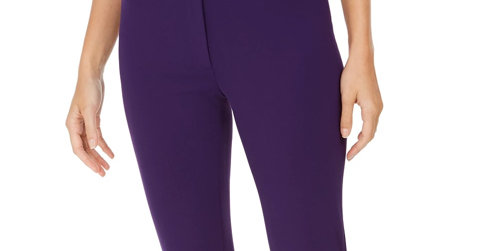 Calvin Klein Women's Pocketed Zippered Wear To Work Pants Purple Size 4 Petite