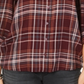 Style & Co Women's Cotton Tab Sleeve Plaid Shirt Berry Multi Size Petite XL