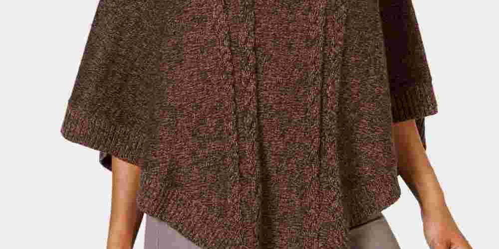 Karen Scott Women's Textured Short Sleeve Collared Poncho Sweater Red Size Small