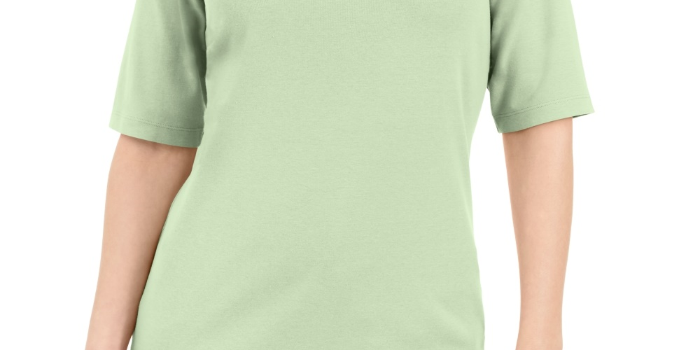 Karen Scott Women's Button Detail V Neck Top Green Size Small