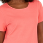Karen Scott Women's Button Hem Scoop Neck Cotton Top Orange Size Large
