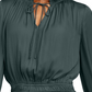 Current Air Women's Shirred Waist Split Neck Top Green Size Medium