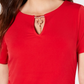 JM Collection Women's Embellished Keyhole Top Red Size Medium